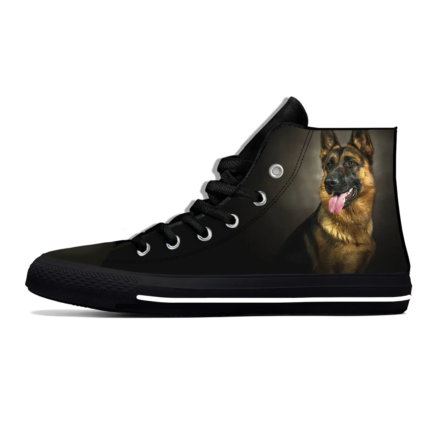 Hot Summer German Shepherd Dog Animal Cut Kawaii Fashion High Top Canvas Shoes Men Women Casual Sneakers Classic Board Shoes