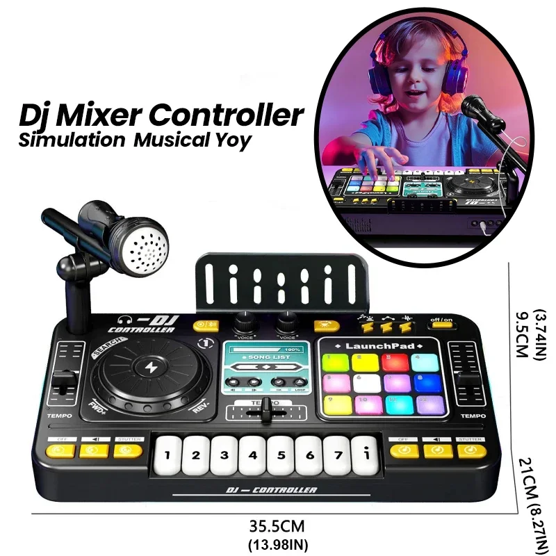 Children Music Toy Simulation DJ Mixer Controller Multifunctional Electronic Organ Dj Player Entertainment Toy Christmas Gifts