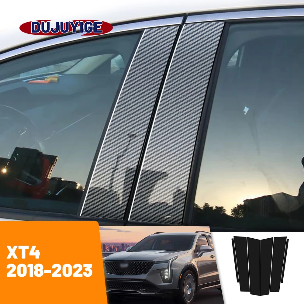 

For Cadillac XT4 2018-2023 2019 2020 2021 2022 Carbon Fiber Window Door Column Deal B C Pillar Post Cover Trim Sticker