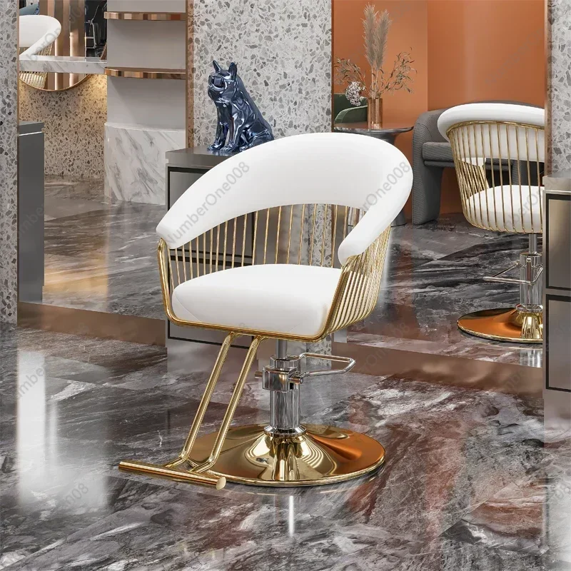

Personalized Home Barber Chair Luxury Retro Gold Classic Professional Chair Lifter Cushion Cadeira De Barbeiro Salon Furniture