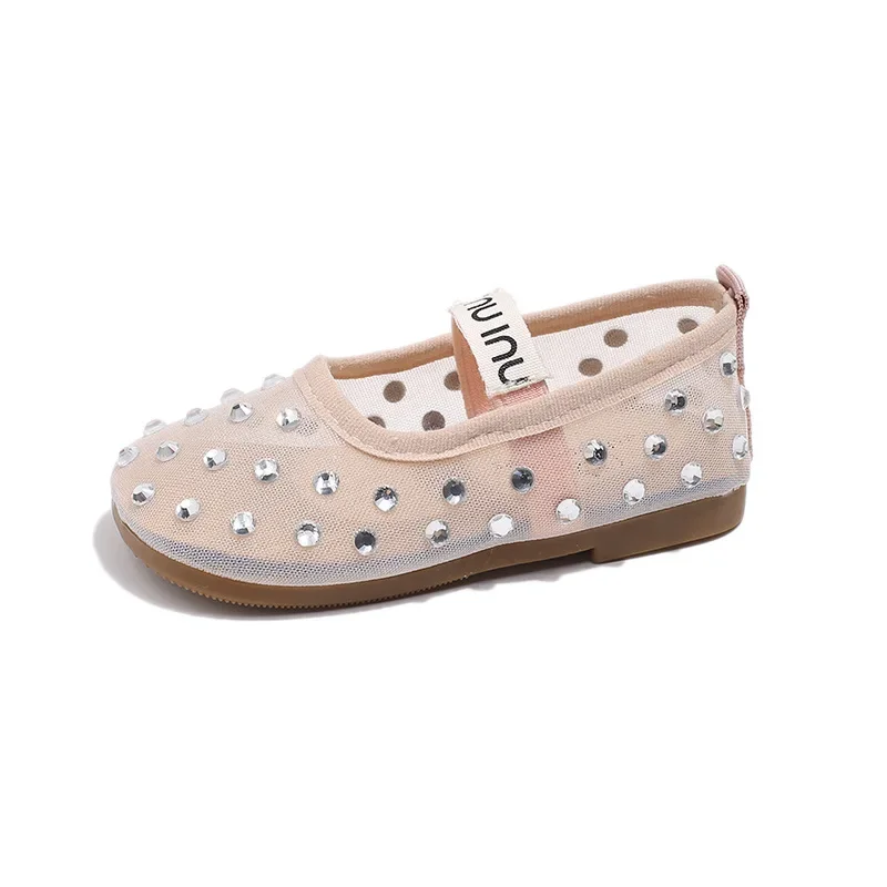 Sommer Atmungsaktive Spitze Mesh Ballerinas Kinder Mädchen Luxus Marke Design Kristall Erste Wanderer Schuhe Baby Kinder Bling Zapatos