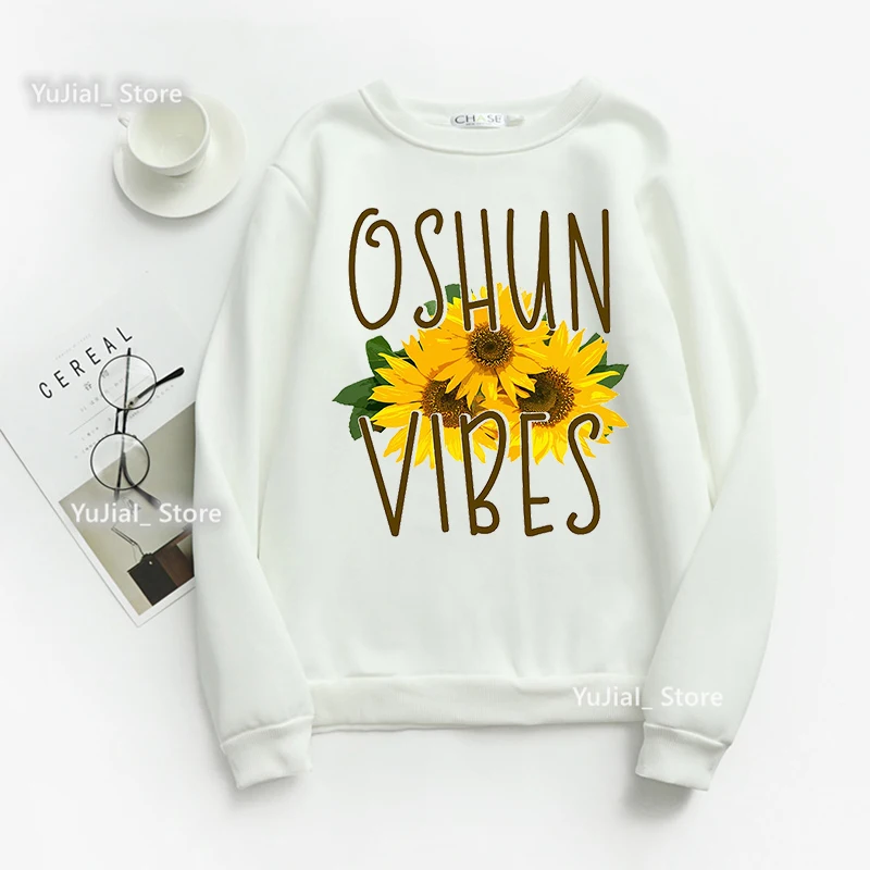 

2022 Black Girls Magic Hoodie Femme Oshum Vibes Sunflower Graphic Print Sweatshirt Women Clothes Harajuku Melanin Jumper Tops