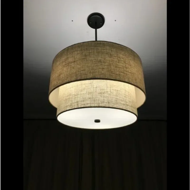Scandinavian Style Fabric Pandant Lamps Modern Minimalist Restaurant Living Room Bedroom Study Double Linen Creative Chandelier