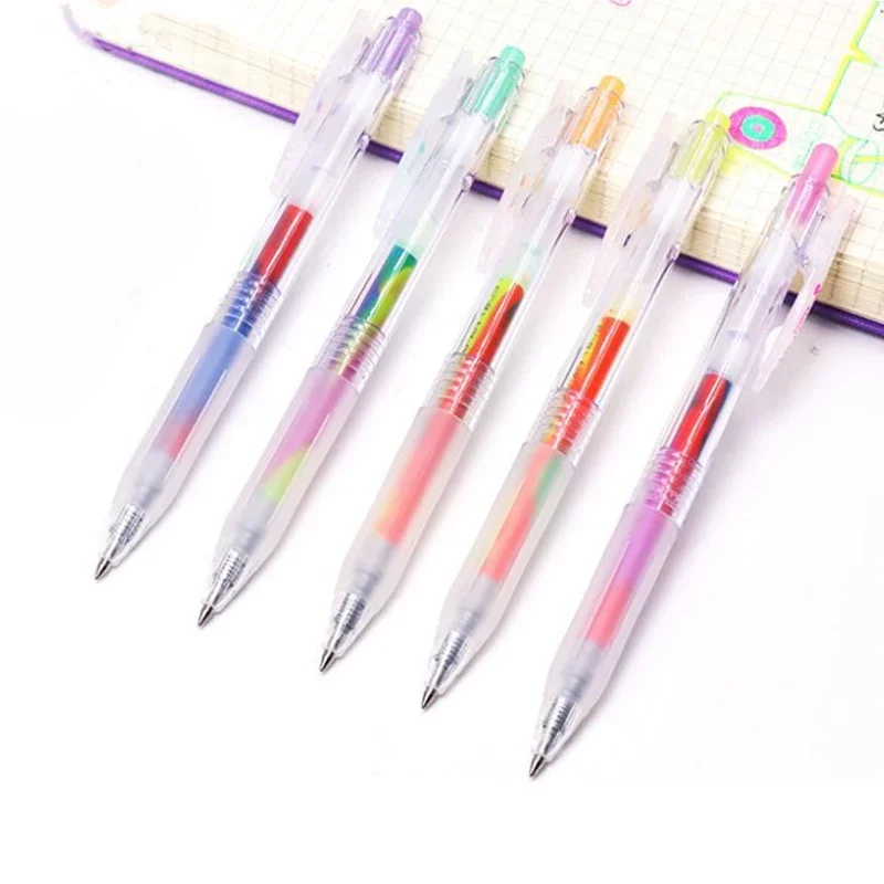 5Pcs/Box Mixed Gradient Rainbow Color Gel Pens Ins Pretty Stationery For Student Daily Notebook Writting Pen School Supplies