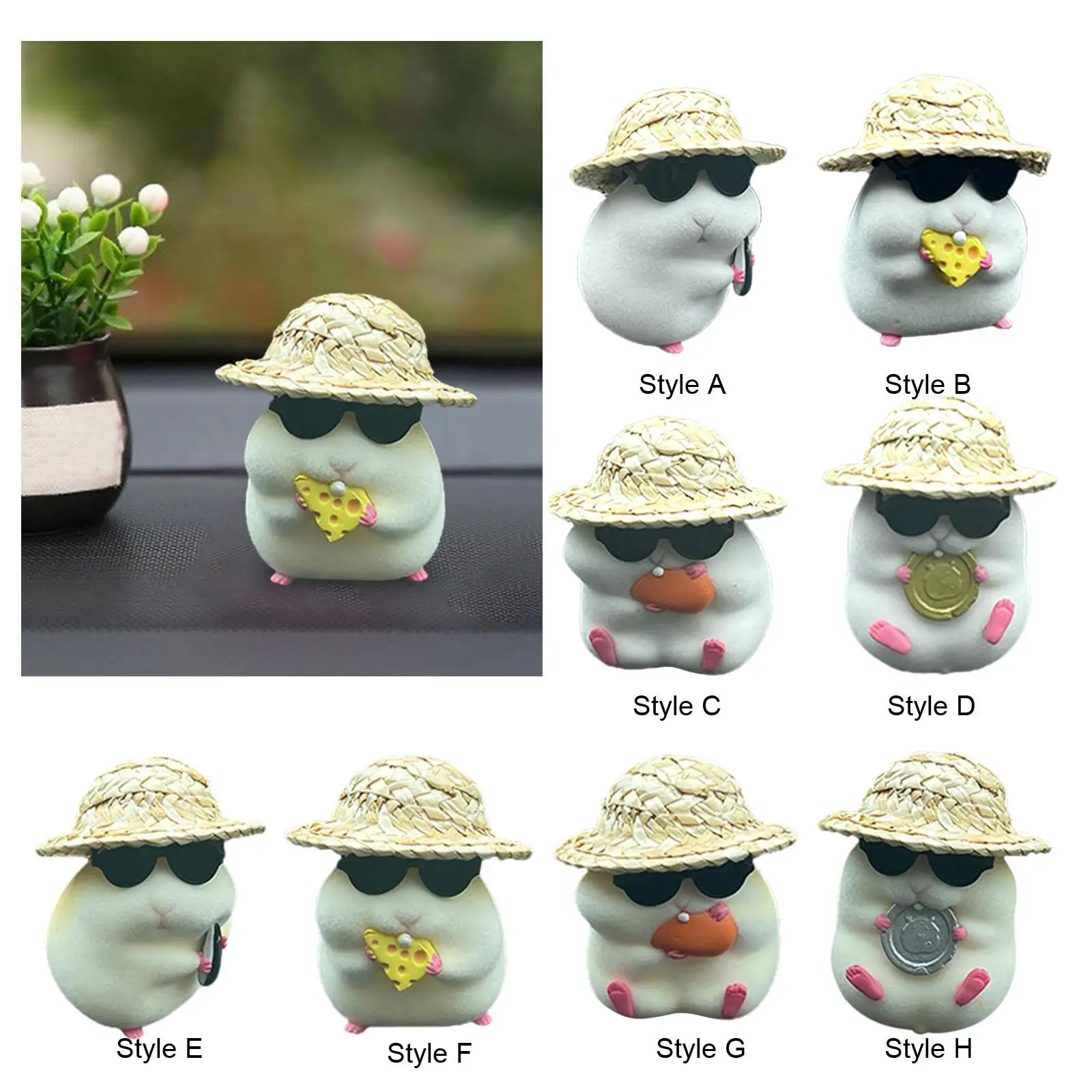 Cute Hamster Easter Car Dashboard Ornament Pet Hamster Model Simulation Interior