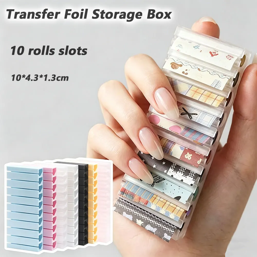 6colors Nail Art Transfer Foil Storage Box Dust-Proof Storage Box Profession Portable Transfer Foil Holder with Rolling Tool D7$