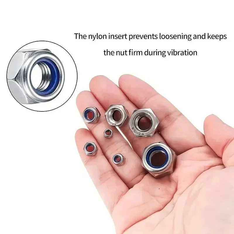 200pcs Nylon Lock Nut Set, M2-M8 Lock Nut Combination Set