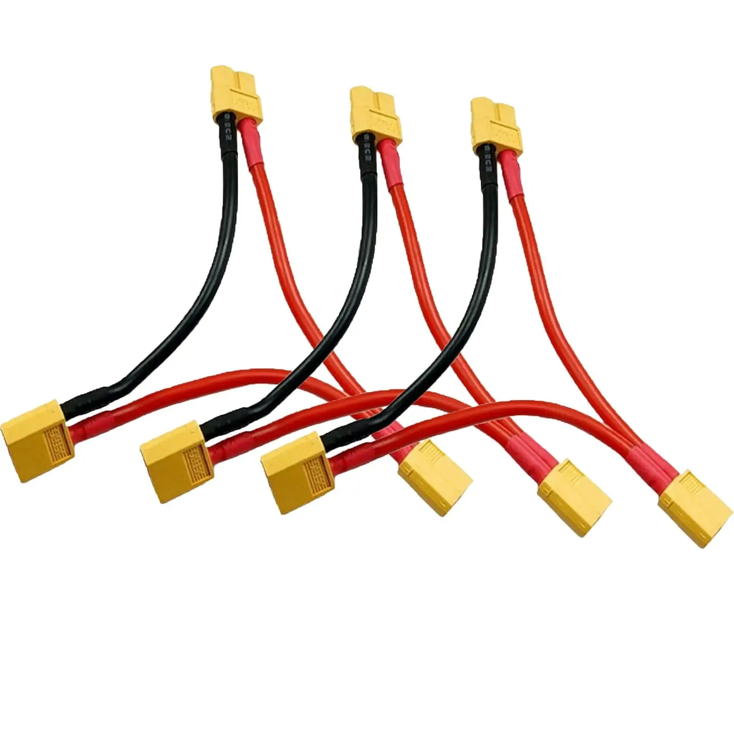 

XT60 Series Parallel Connector, XT60 Battery Extension Cable Connector with 14awg Silicone Cord 1 Female to 2 Male Connector