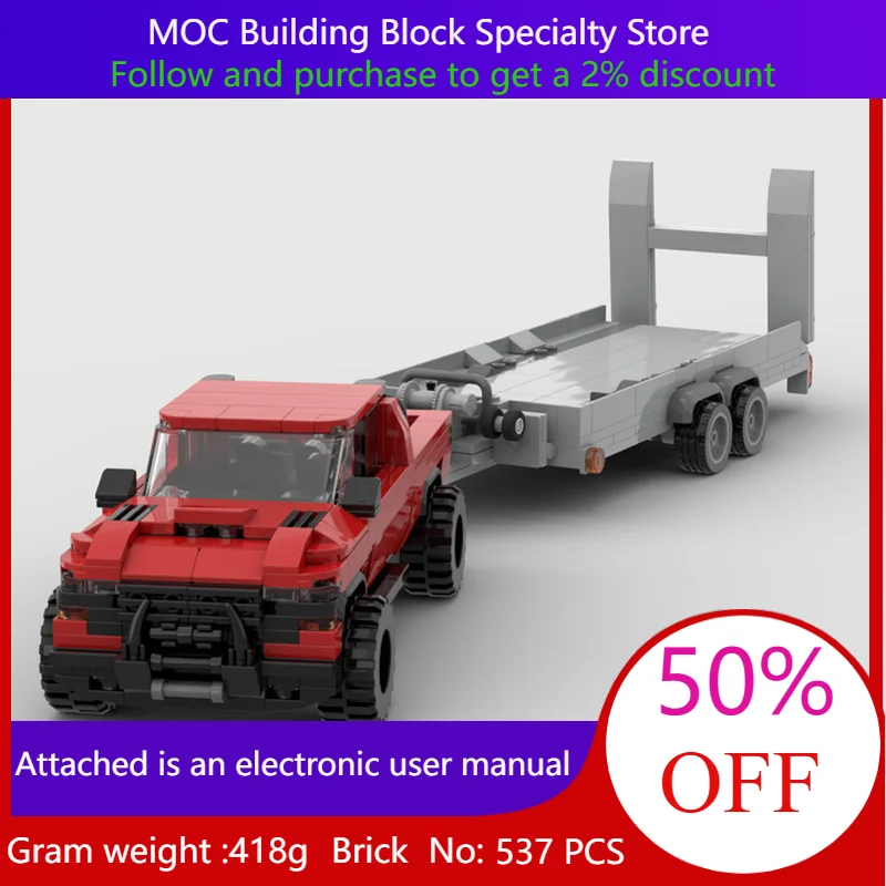 

Building Block Model Car 537 Parts MOC 1500 Vehicle Trailer For Boys Adults Children Christmas Gift Toy