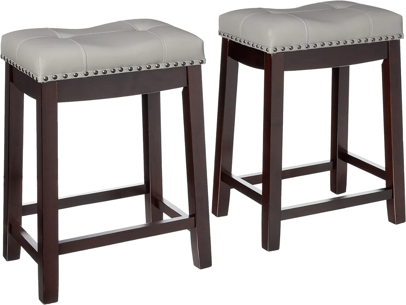 

Angel Line Cambridge Bar Stools, 24" Set of 2 bar stools , Espresso with Gray Cushion