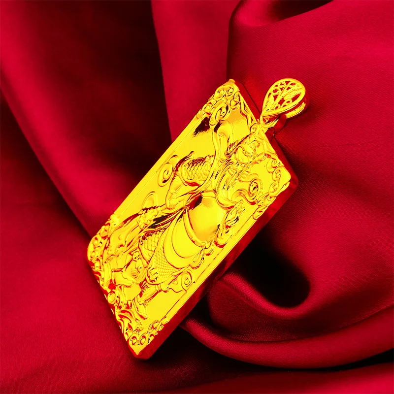 

Men's 24K Gold AU999 Guan Gong Pendant - Retro texture pendant, unique taste for relatives gatherings