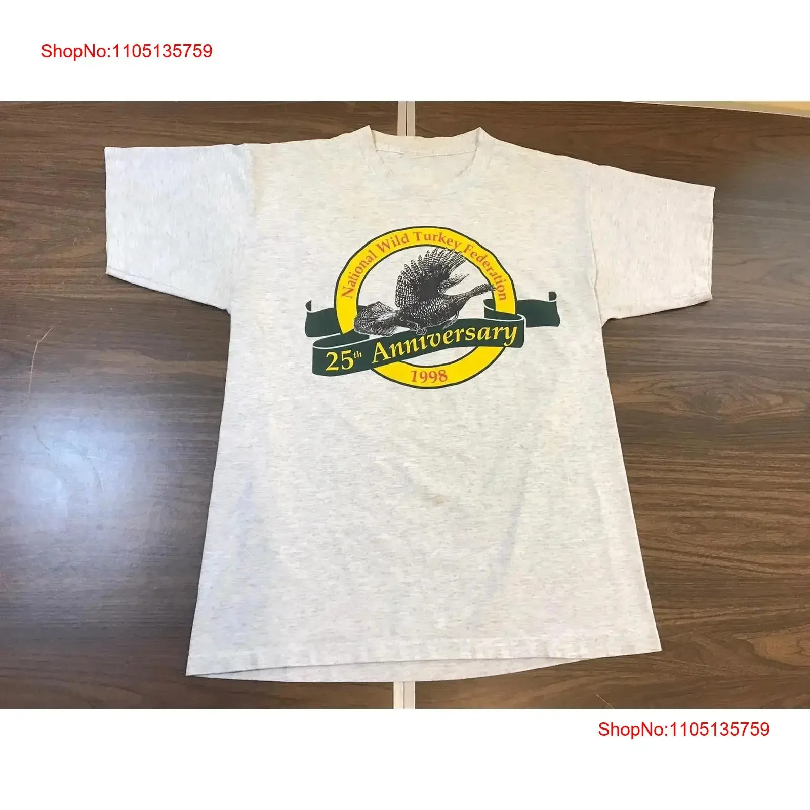 Men s Vintage 90 National Wild Turkey Federation T shirt Hunting USA vintage Washed fashion Slightly graphic Breathable