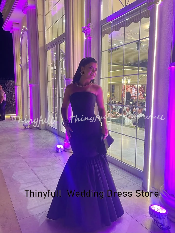 Thinyfull sirena satén árabe vestidos De graduación sin mangas vestido De noche sin tirantes vestido largo para ocasión Formal bata De Soirée personalizado