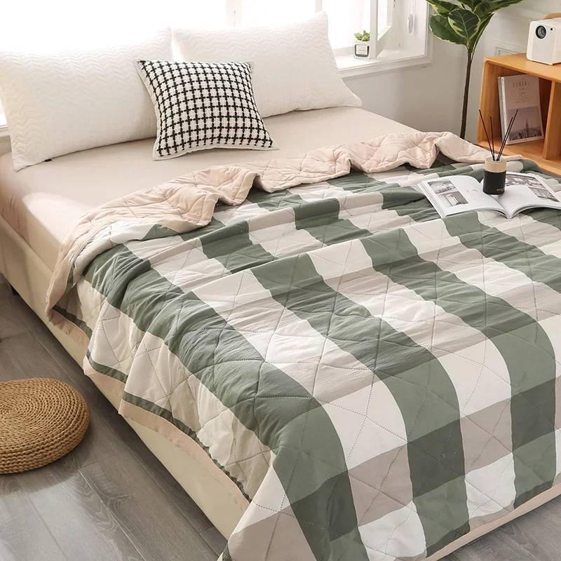 1 Pc Summer Cool Quilt Air-conditioned Quilt Suitable for Bedroom Living Room Summer Water Washed Cotton Quilt Family Use