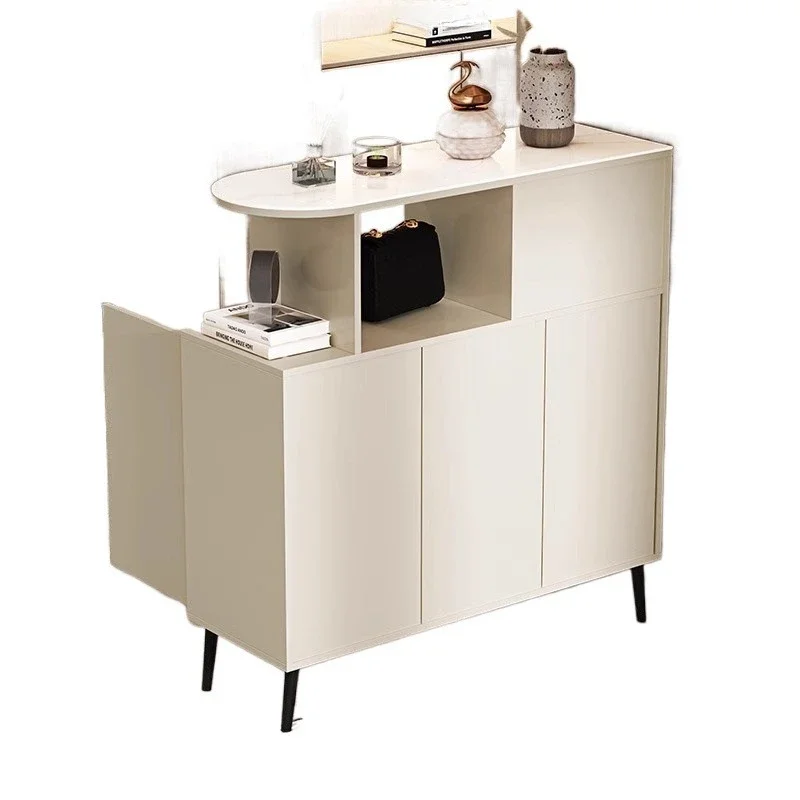 Solid wood entrance shoe cabinet integrated partition home entrance living room double-sided light luxury