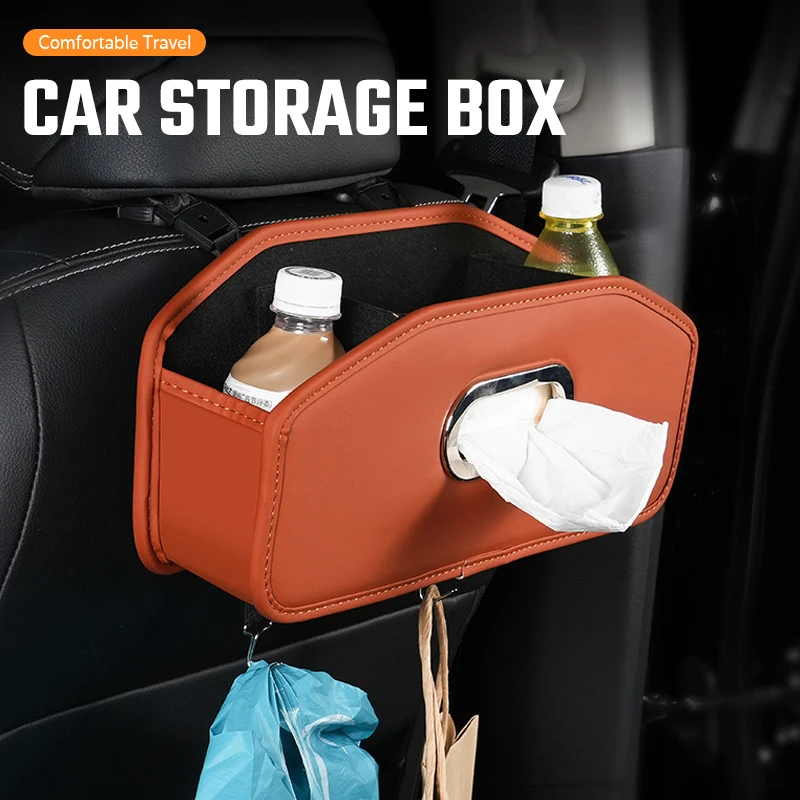 

Car Seat Back Storage Box Multi-Functional Backseat Storage Organizer Car Tissue Box Cup Holder Car Interior Accessories