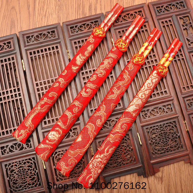 100Pairs New Wood Chinese Chopsticks,printing Both the Double Happiness and Dragon,Wedding Chopsticks Favor