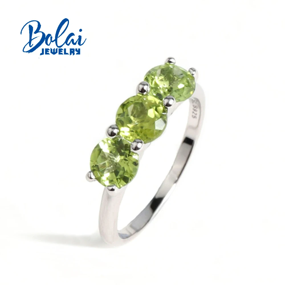 

Classic Natural Peridot round 6.0mm ring real gemstones 925 sterling silver fine jewelry for Ladie's birthday anniversary gifts