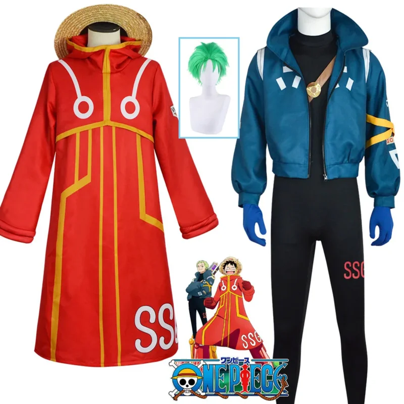 Disfraz de Adventure Luffy de Anime, disfraz de Roronoa Zoro de la isla Egghead para adulto, abrigo, sombrero, uniforme elegante, traje de Navidad y Halloween, 2024