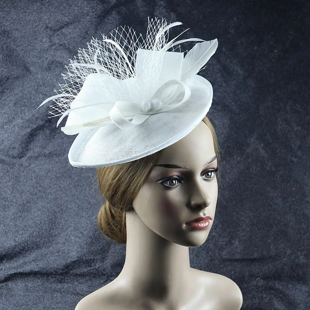 

New Hair Accessories Bride Headpiece Teardrop Sinamay Feather Fascinator Formal Hat Kentucky Derby Church Linen Headpiece