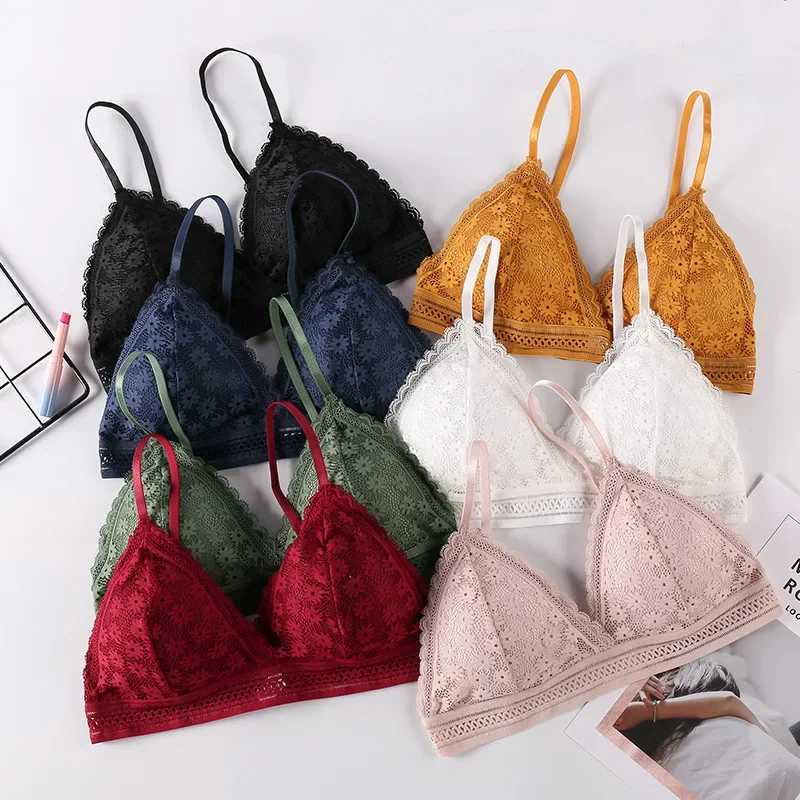 Sexy Floral Lace Bra Top For Women Push Up Female Lingerie breathable Bralette Removable Pad Thin Fashion New Wireless Bras