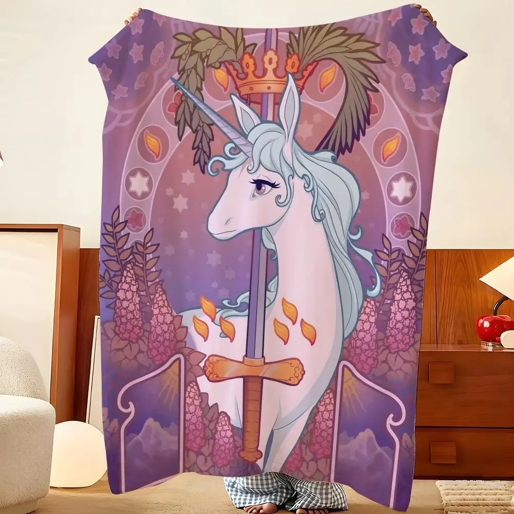 Cartoon S-Star U-Unicorn Throw Flannel Throw Blanket, Lightweight Cozy, Durable Washable cute Cool