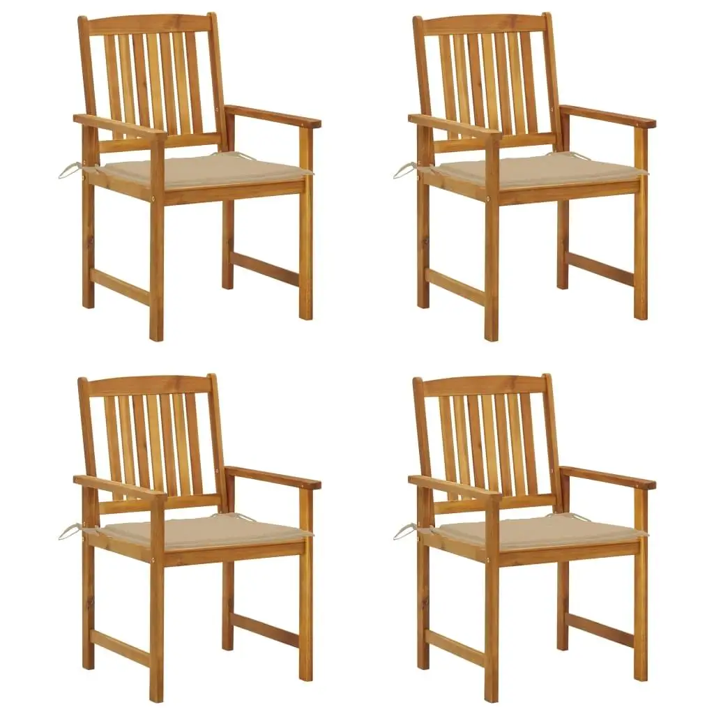 4-Piece Solid Acacia Wood Patio Chairs with Cushions - Outdoor Seating Set