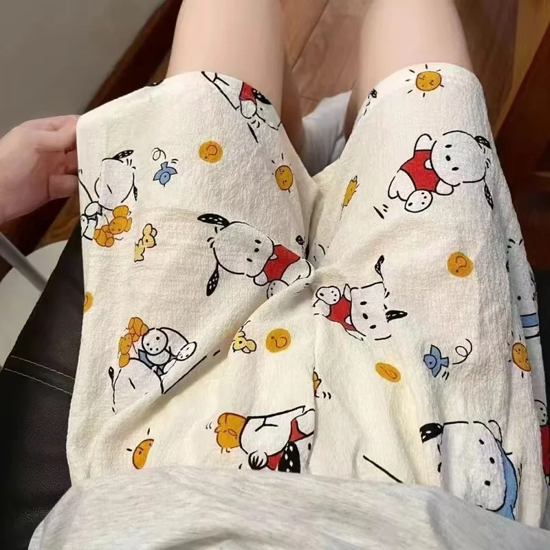 New Sanrios Kuromi Casual Shorts Cute Pochacco Womens Shorts Kawaii Cartoon Summer Girls Soft Loose Large Home Pants