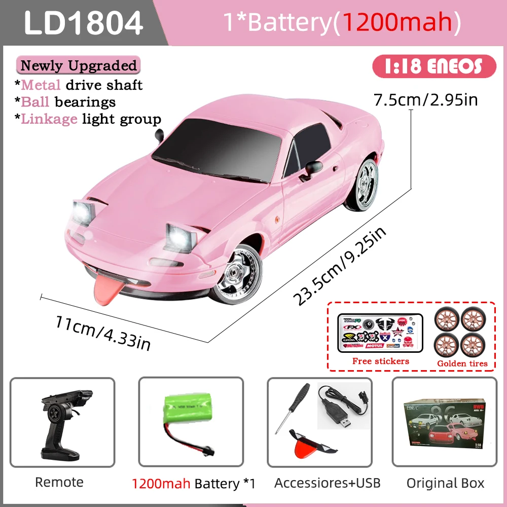 LDRC LD1804 RC Drift Auto 1/18 Mazda Mx5 2.4G 2WD ESP Gyroscoop LED Verlichting Volledige Schaal Gecontroleerd Model Kinderen auto Speelgoed Geschenken