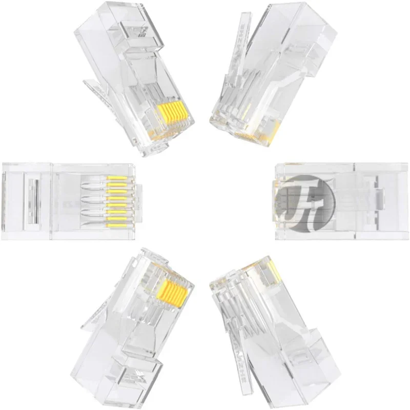 10/50/100 قطعة CAT6 RJ45 موصلات 8P8C UTP مطلية بالذهب كابل الشبكة التوصيل لشبكة CAT6 كابل LAN لكابل إيثرنت STP