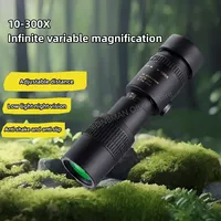 10-300X40 Zoom Monocular Telescope with Stepless Zoom Remote Telescope with Phone Clip for Hunting Outdoor Camping Gift