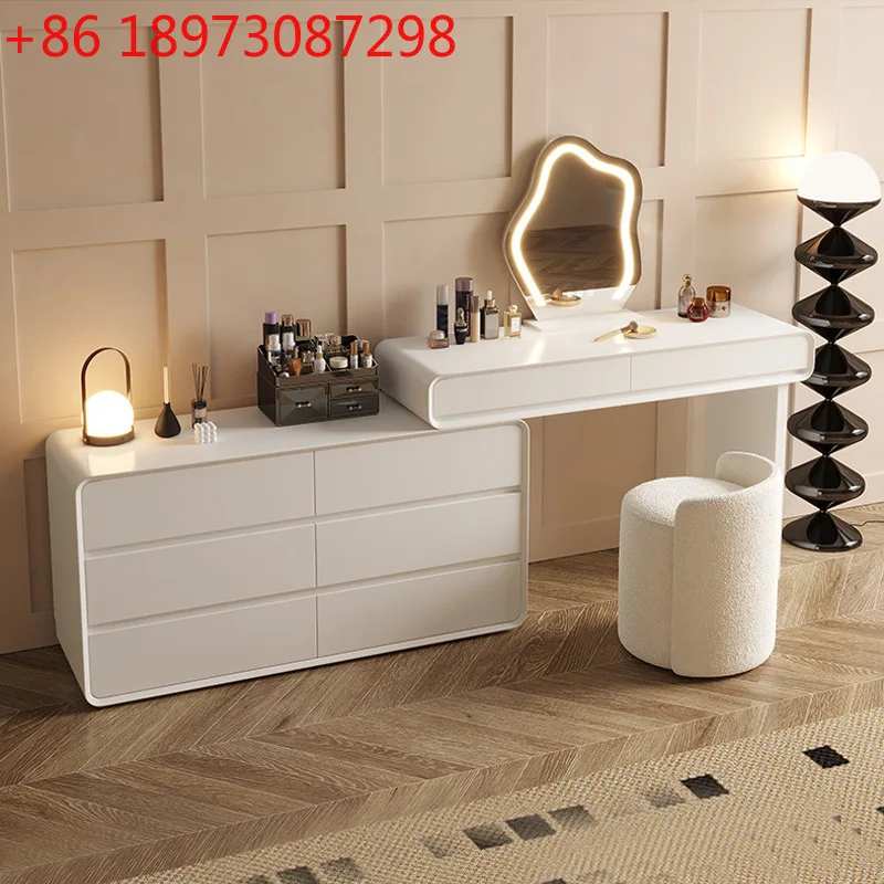 Cream wind dressing table Painting bedroom dresser chest light luxury makeup mirror integrated makeup table