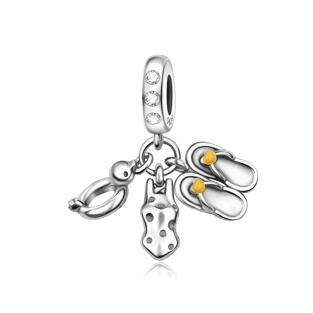 

Danturn 925 Sterling Silver Beads Life preserver, flip-flops Dangle Charm fit Snake Chain Bracelet Fashion Women Jewelry Making