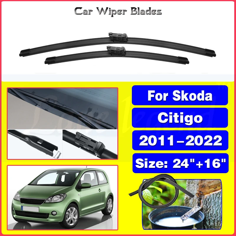 

Щетки стеклоочистителя передние для SKODA Citigo 2011-2022, лобовое стекло, переднее стекло, автомобильные аксессуары 2019 2020 2021 24 дюйма + 16 дюймов