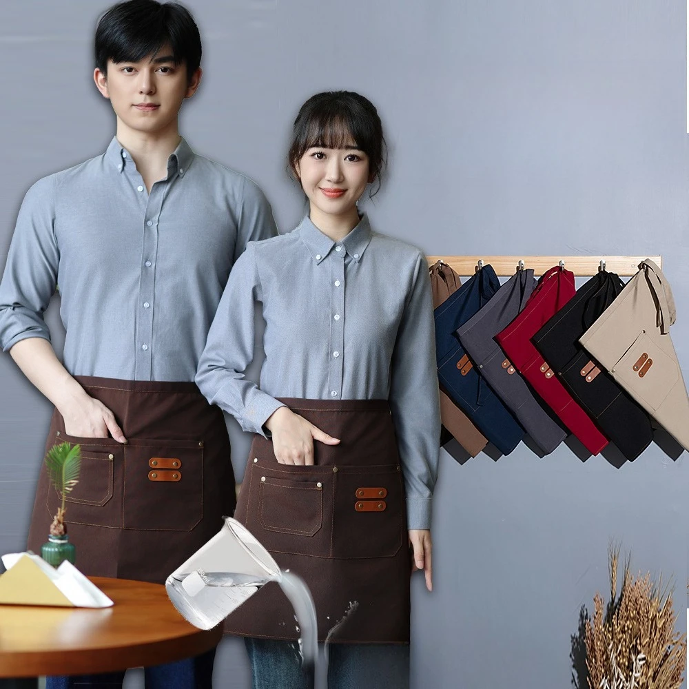 

Unisex Canvas Waiter Waist Apron with Multiple Pockets | for Western Restaurant Bakery & Bar