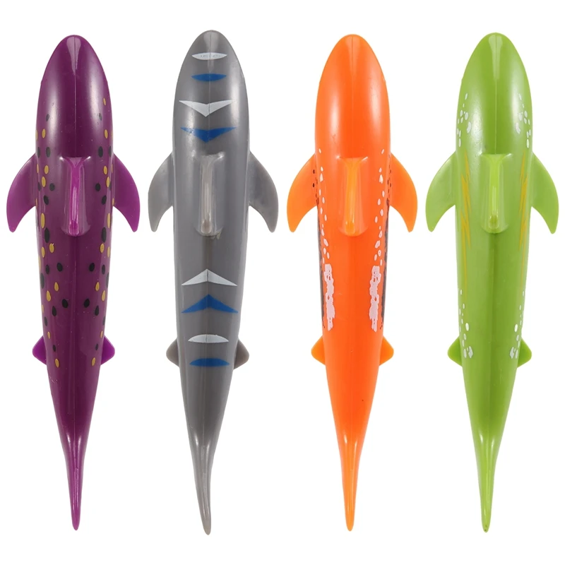 4 PCS Children's Swimming Toy Shark Shape Dive Toy Water Game Toy Game Diving Toy Pool Glide Shark Throw Torpedo Toy