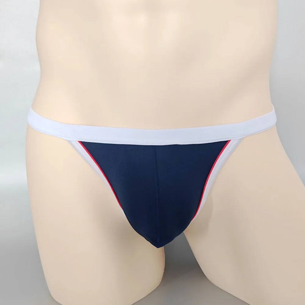 

Men Sexy Low Waist Thin Ice Silk Underwear Panties Shorts Briefs Breathable High Cut Lingerie U Convex Patchwork Men's T-back