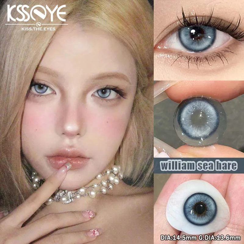 KSSEYE 1pair Fashion Colored Contact Lenses for Eyes Green Lenses Natural Yearly Cosmetic Eyes Beauty Lens Gray Pupils Blue Lens