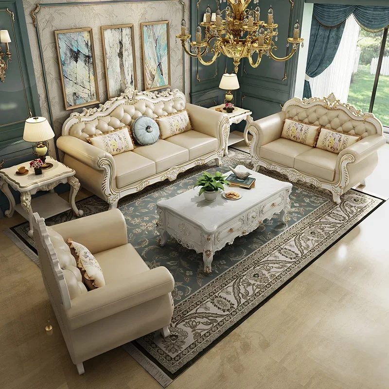

Leather sofa living room Nordic simple and modern