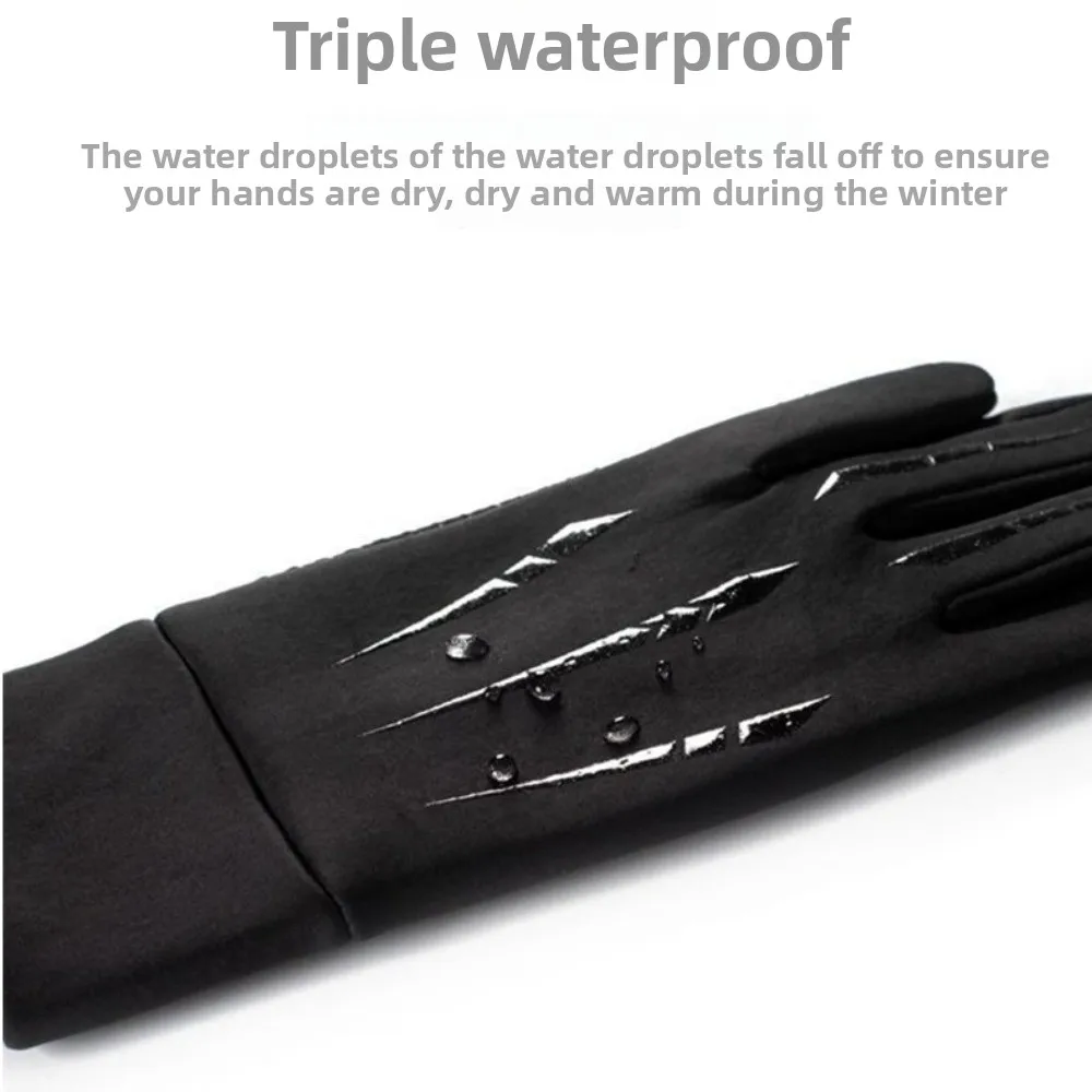 قفازات شتوية سميكة جديدة مقاومة للماء، قفازات حرارية صديقة للبشرة، قفازات لمس مضادة للانزلاق للجري #6