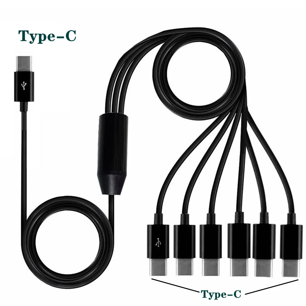 Type-C Male To 3 4 6 Port Type C  USB C Male Y Splitter Multiple Fast Charging Date Cable Cord 1.5M 0.5m for Smartphone Tablet