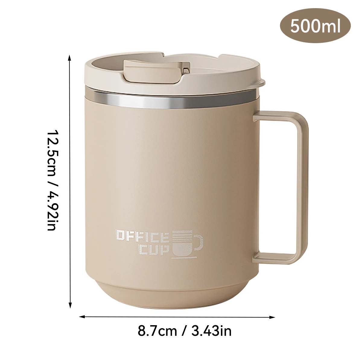 500ml Double-layer Mug 304 Stainless Steel Insulated Coffee Cup With Handle Portable Sealed Water Cup Drinkware For Student Kid image 3