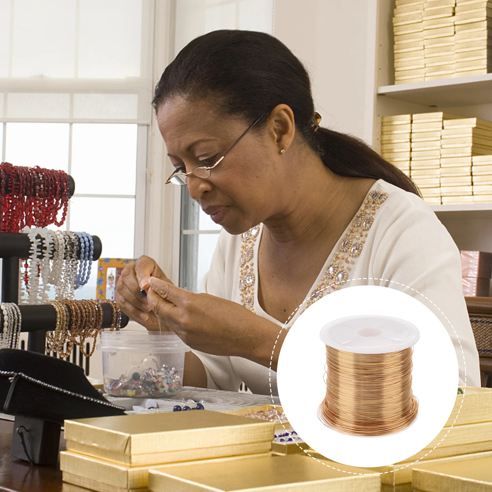 

1 Roll Colorfast Copper Wire Multi-Use Handmade Brass Beading Craft String for Jewelry Making DIY Bead String Sculpting Jewelry