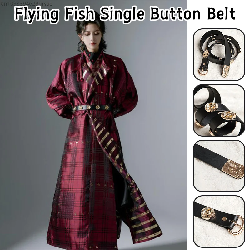 Uomo Donna Cintura tradizionale Hanfu Accessori per costumi antichi cinesi Cintura in pelle PU Dinastia Ming Jinyiwei Puntelli Cosplay