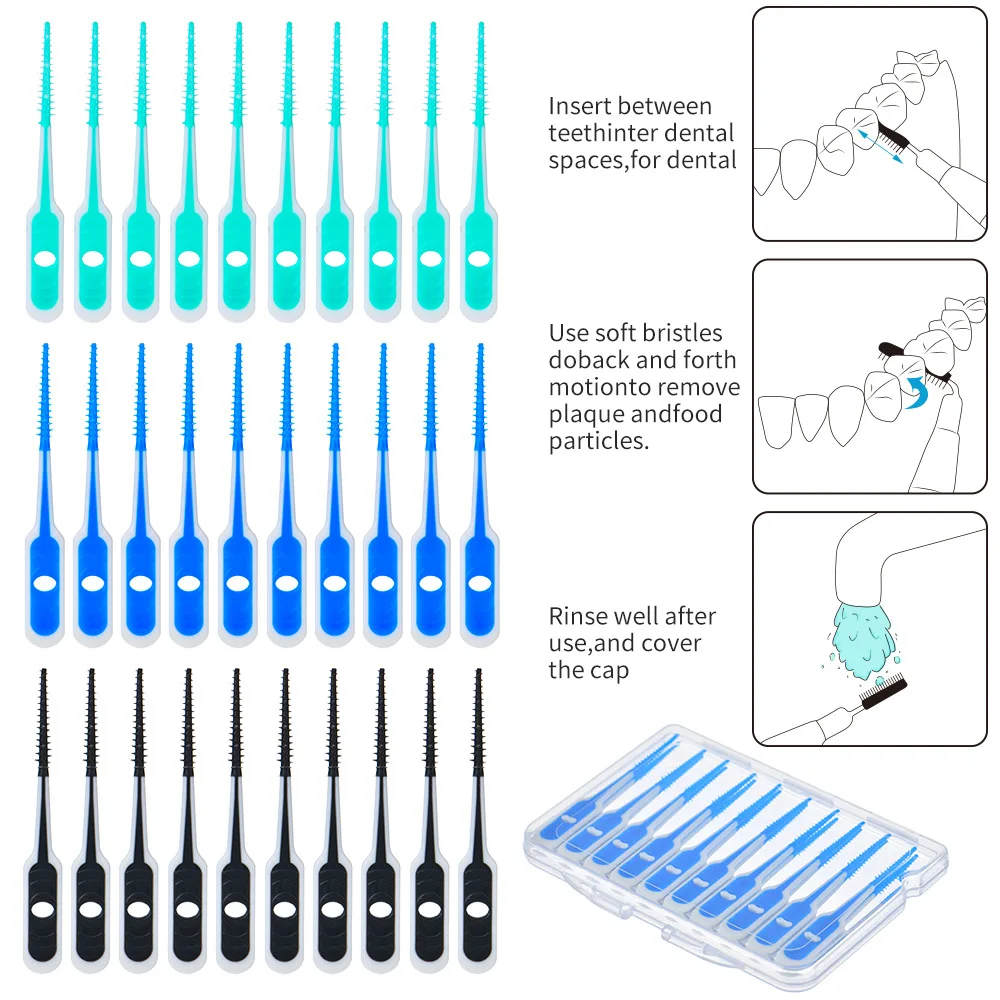 20 Pieces Cleanpik Soft Adhesive Tooth Gap Brush Gingival Massage Brush Cleaning Brush Elastic Massage Tooth Gap