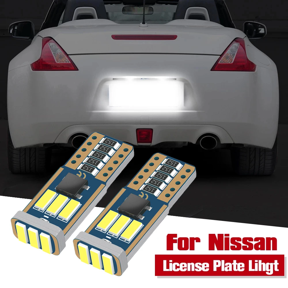 2pcs LED License Plate Light W5W T10 For Nissan X-Trail T30 T31 T32 Qashqai J10 J11 Juke Tiida Leaf Versa Note Pathfinder Navara