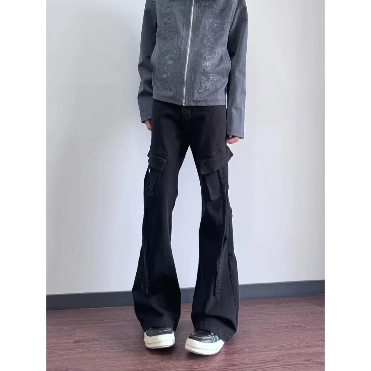 

Женские джинсы с высокой талией и прямыми штанинами, черные, из денима, для работы, весна-осень, новинка, большие размеры, уличный стиль, трендовые, стройнящие