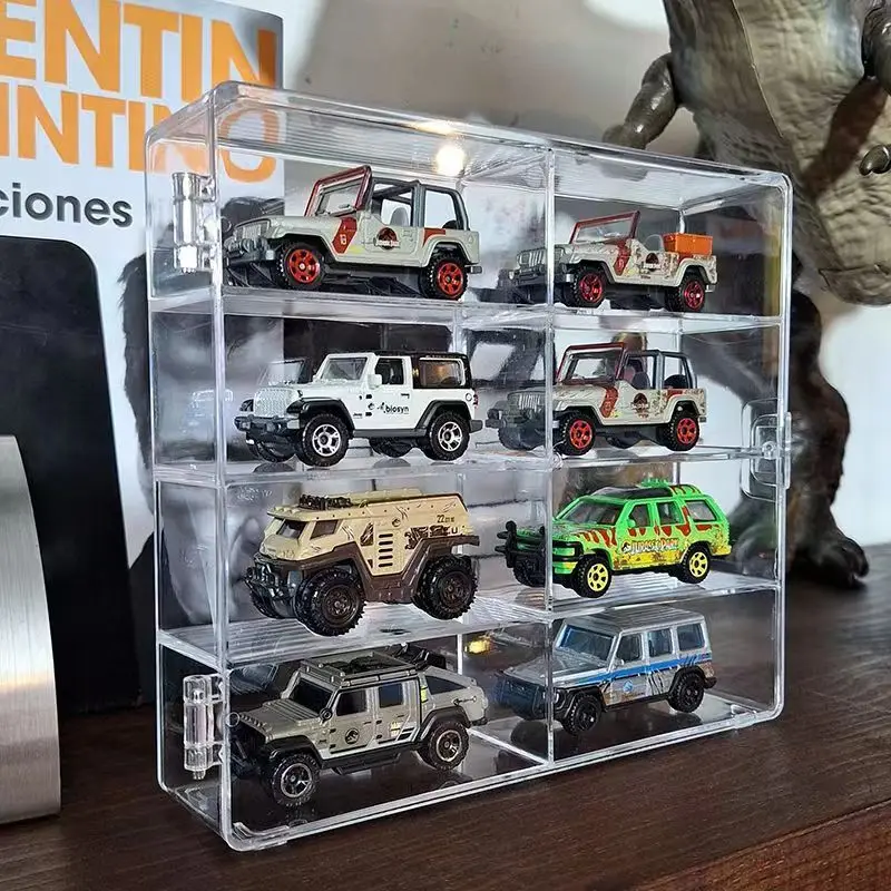 1Pc Vehicles Car Model Toys Storage Box Transparent Acrylic Display Case Compatible With 8 Slots Display Case For Die Cast Cars