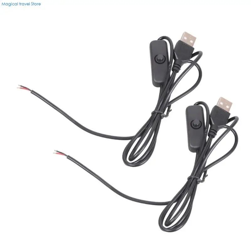 N2UB Practical USB Power Cable with Switches 2 Pin Bare Ends 1.5m for Projects