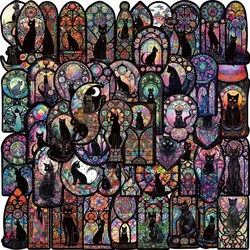 50PCS Gothic Dark Black Cat Moon Stickers Cool Halloween Tarot Goth Decals Toy DIY Scrapbook Bottle Phone Luggage Car Sticker